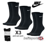 NIKE MENS WOMENS SOCKS DRI FIT TRAINING GYM RUNNING CREW SOCK WHITE