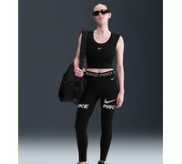 Nike Pro Women's Mid-Rise 7/8 Mesh-Panel Graphic Leggings - Black - Polyester/Elastane S (UK 8-10)