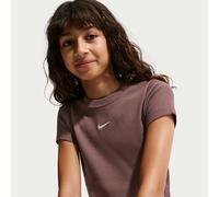 Nike Older Kids' (Girls') Slim Cropped Ribbed T-Shirt - Purple - Cotton/Elastane XL