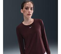 Nike One Classic Women's Dri-FIT Long-Sleeve Top - Red - Polyester/Elastane XS (UK 4-6)