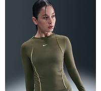 Nike One Fitted Women's Dri-FIT Long-Sleeve Top - Green - Polyester XL (UK 20-22)