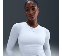 Nike One Fitted Women's Dri-FIT Long-Sleeve Top - White - Polyester XXL (UK 24-26)