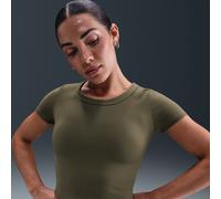 Nike One Fitted Women's Dri-FIT Short-Sleeve Cropped Top - Green - Polyester/Elastane M (UK 12-14)