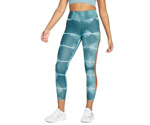 Nike One Luxe Dri Fit Mr AOP Leggings Ash Green/Rush Orange/Clear L