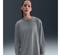 Nike One Relaxed Women's Dri-FIT Long-Sleeve Top - Grey - Polyester/Cotton/Elastane L (UK 16-18)