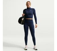 Nike Women's One Seamless Front High Waisted Leggings - Midnight Navy/White - Blue - Size: Small