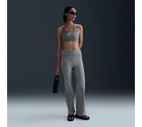 Nike One Women's Dri-FIT High-Waisted Fold-Over Trousers - Grey - Polyester/Elastane XS (UK 4-6)