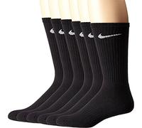 NIKE Performance Cushion Crew Socks With Band (6 Pairs), Black/White, Large