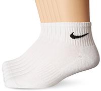 NIKE Performance Cushion Quarter Socks With Bag (6 Pairs), White/Black, Large