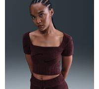 Nike Phoenix Cozy Bouclé Women's Short-Sleeve Cropped Knit Top - Red - Polyester/Elastane XXL (UK 24-26)