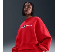 Nike Sportswear Phoenix Fleece Shox Women's Oversized Crew-Neck Sweatshirt - Red - Cotton/Polyester L (UK 16-18)