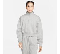 Nike Phoenix Fleece Women's 1/4-Zip Cropped Sweatshirt - Grey - Cotton/Polyester L (UK 16-18)