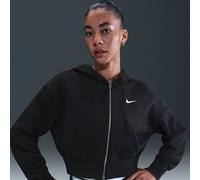 Nike Sportswear Phoenix Fleece Women's Loose Full-Zip Cropped Hoodie - Black - Cotton/Polyester XS (UK 4-6)