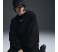 Nike Phoenix Fleece Women's Over-Oversized Crew-Neck Sweatshirt - Black - Cotton/Polyester S (UK 8-10)