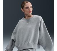 NIKE DQ5761-063 W NSW PHNX FLC OOS CREW Sweatshirt Women's DK GREY HEATHER/SAIL Size S