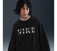 Nike Phoenix Fleece Women's Oversized Crew-Neck Sweatshirt - Black - Cotton/Polyester M (UK 12-14)