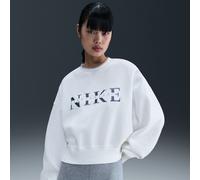 Nike Phoenix Fleece Women's Oversized Crew-Neck Sweatshirt - White - Cotton/Polyester XL (UK 20-22)