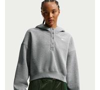Nike Phoenix Fleece Women's Oversized Cropped Henley Hoodie - Grey - Cotton/Polyester XS (UK 4-6)