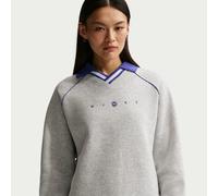 Nike Phoenix Fleece Women's Oversized Graphic Polo Top - Grey - Cotton/Polyester M (UK 12-14)
