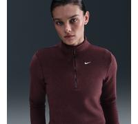 Nike Phoenix Plush Women's Slim Long-Sleeve Cosy Fleece 1/2-Zip Top - Red - Polyester/Rayon M (UK 12-14)