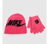 Nike Pink Kids Futura Beanie Set Youth