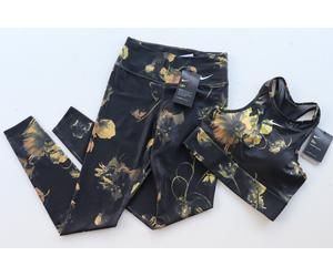 NIKE POWER FLORAL PRINT TRAINING GYM TIGHTS BRA SET OUTFIT BV5723-790 - WOMEN S