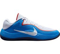 Nike Precision 8 Low Unisex Adult Basketball Shoes, White White Light Blue Red Picante, 11 UK
