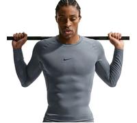 Nike Pro Men's Dri-FIT Tight Long-Sleeve Fitness Top - Grey - 75% Recycled Polyester Minimum S