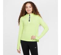Nike Pro Girls' Dri-FIT Long-Sleeve 1/2-Zip Top - Yellow - Polyester S