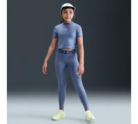 Nike Pro Girls' Mid-Rise Leggings - Blue - Polyester/Elastane M