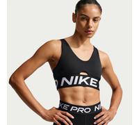Nike Pro Indy Plunge Women's Medium-Support Padded Sports Bra - Black - Polyester/Elastane