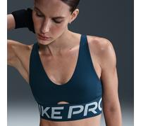 Nike Pro Indy Plunge Women's Medium-Support Padded Sports Bra - Blue - Polyester/Elastane S