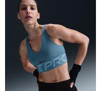 Nike Pro Indy Plunge Women's Medium-Support Padded Sports Bra - Blue - Polyester/Elastane S