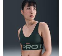 Nike Pro Indy Plunge Women's Medium-Support Padded Sports Bra - Green - Polyester/Elastane L