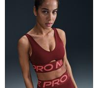 Nike Pro Indy Plunge Women's Medium-Support Padded Sports Bra - Red - Polyester/Elastane L