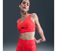 Nike Pro Indy Plunge Women's Medium-Support Padded Sports Bra - Red - Polyester/Elastane XL
