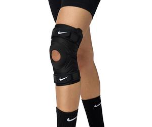 NIKE Pro Open Knee Strap Sleeve Black White Anklets, Knee Pads, Splints and Slings, Adults Unisex, Multicoloured, L