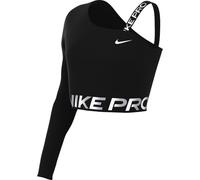 Nike Pro Shine Women's Dri-Fit Asymmetric Short Top, Black/Reflective Silv, FV8100-010, XS