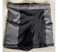 Nike Pro Womens 3" Shorts S/M Black Grey Tight Fit High Rise Training DX0059-010