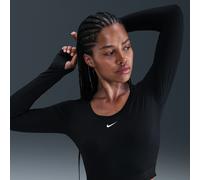 Nike Pro Women's Dri-FIT Cropped Long-Sleeve Top - Black - Polyester/Elastane L (UK 16-18)