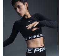Nike Pro Women's Dri-FIT Cropped Long-Sleeve Top - Black - Polyester/Elastane M (UK 12-14)