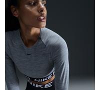 Nike Pro Women's Dri-FIT Cropped Long-Sleeve Top - Grey - Polyester/Elastane XXS