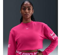 Nike Pro Women's Dri-FIT Loose Crew-Neck French Terry Sweatshirt - Pink - Polyester/Cotton/Elastane XXS
