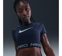 Nike Pro Women's Dri-FIT Short-Sleeve Cropped Graphic Top - Blue - Polyester/Elastane S Tall