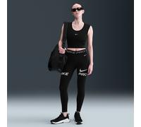 Nike Pro Women's Mid-Rise 7/8 Mesh-Panel Graphic Leggings - Black - Polyester/Elastane XL (UK 20-22)