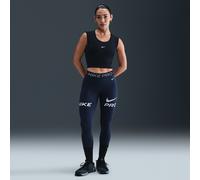 Nike Pro Women's Mid-Rise 7/8 Mesh-Panel Graphic Leggings - Blue - Polyester/Elastane XL (UK 20-22)