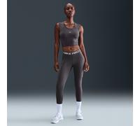 Nike Pro Women's Mid-Rise Mesh-Panelled Leggings - Grey - Polyester/Elastane L (UK 16-18)