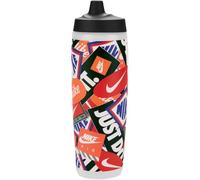 Nike Refuel Bottle 24oz 709 ml Water Bottle Sports Bottle Training Fitness Graphic, Clear/Black/Lt Crimson/Safety Orange/White
