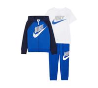 NIKE -Set consisting of T-SHIRT and TROUSERS - Sweatshirt with hood and zip - Half-sleeve T-SHIRT - Trousers with elastic waist - Trousers with ribbed hems - Regular Fit Blue Royal Blue/Blue/White