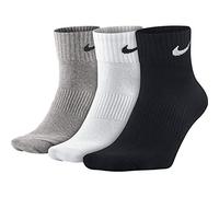 NIKE Socks Lightweight Quarter 3 Pack, Gray / Black / White, 34-38 S, SX4706-901